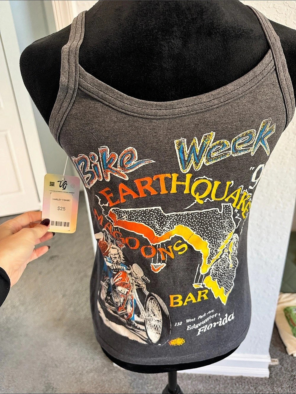 Vintage Grail Daytona Bike Week Earthquake Maggots Bar Tank Graphic Tank Size sm